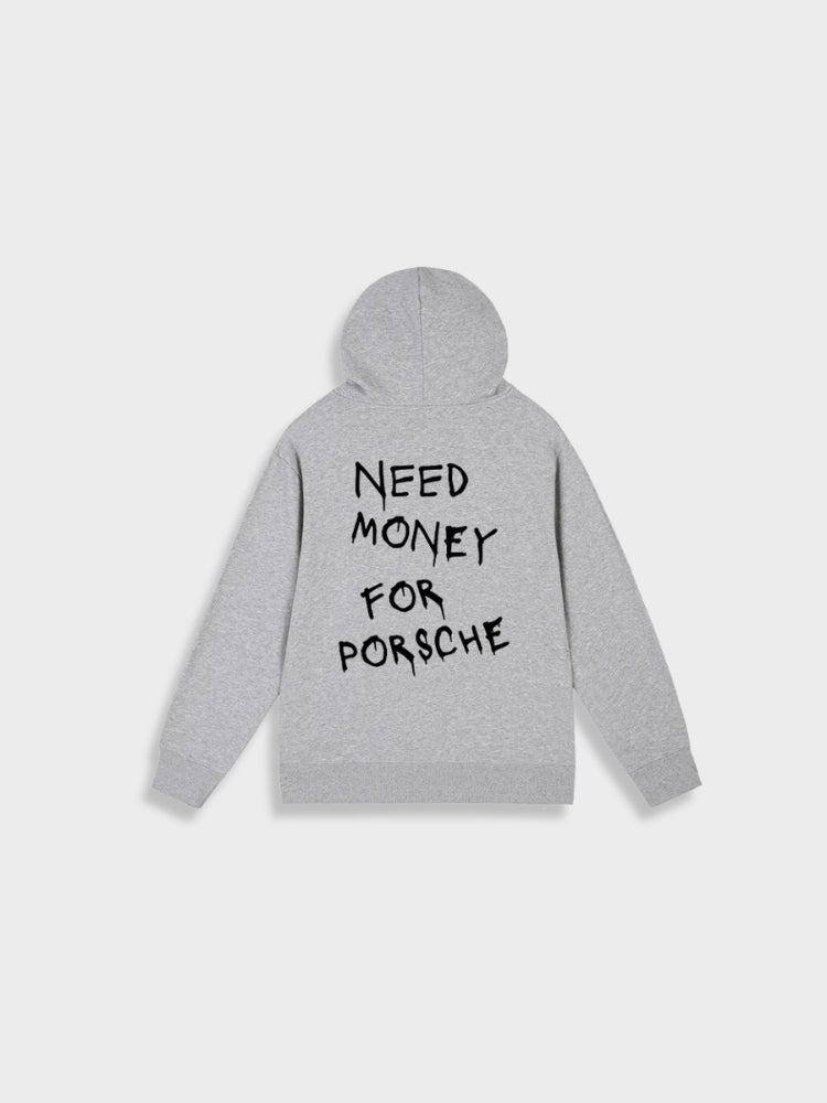 Need Money for Porsche Hoodie in de kleur Grijs voor dames in Lounge stijl ideaal voor de herfst.