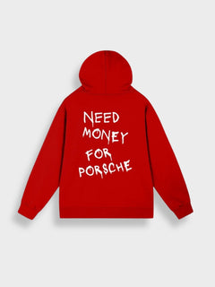 Need Money for Porsche Hoodie in de kleur Rood voor dames in Lounge stijl ideaal voor de herfst.