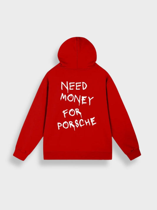 Need Money for Porsche Hoodie in de kleur Rood voor dames in Lounge stijl ideaal voor de herfst.