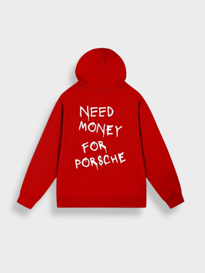 Need Money for Porsche Hoodie in de kleur Rood voor dames in Lounge stijl ideaal voor de herfst.
