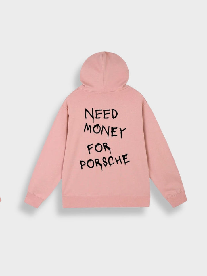 Need Money for Porsche Hoodie in de kleur Roze voor dames in Lounge stijl ideaal voor de herfst.