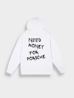 Need Money for Porsche Hoodie in de kleur Wit voor dames in Lounge stijl ideaal voor de herfst.