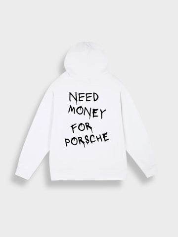 Need Money for Porsche Hoodie in de kleur Wit voor dames in Lounge stijl ideaal voor de herfst.