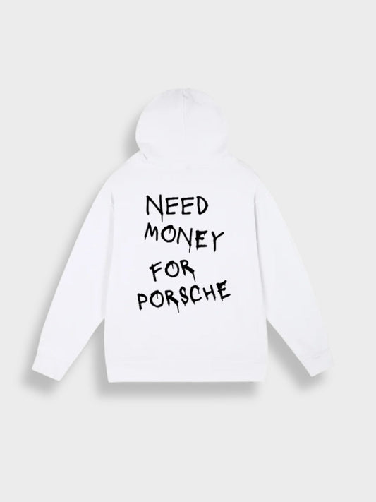 Need Money for Porsche Hoodie in de kleur Wit voor dames in Lounge stijl ideaal voor de herfst.