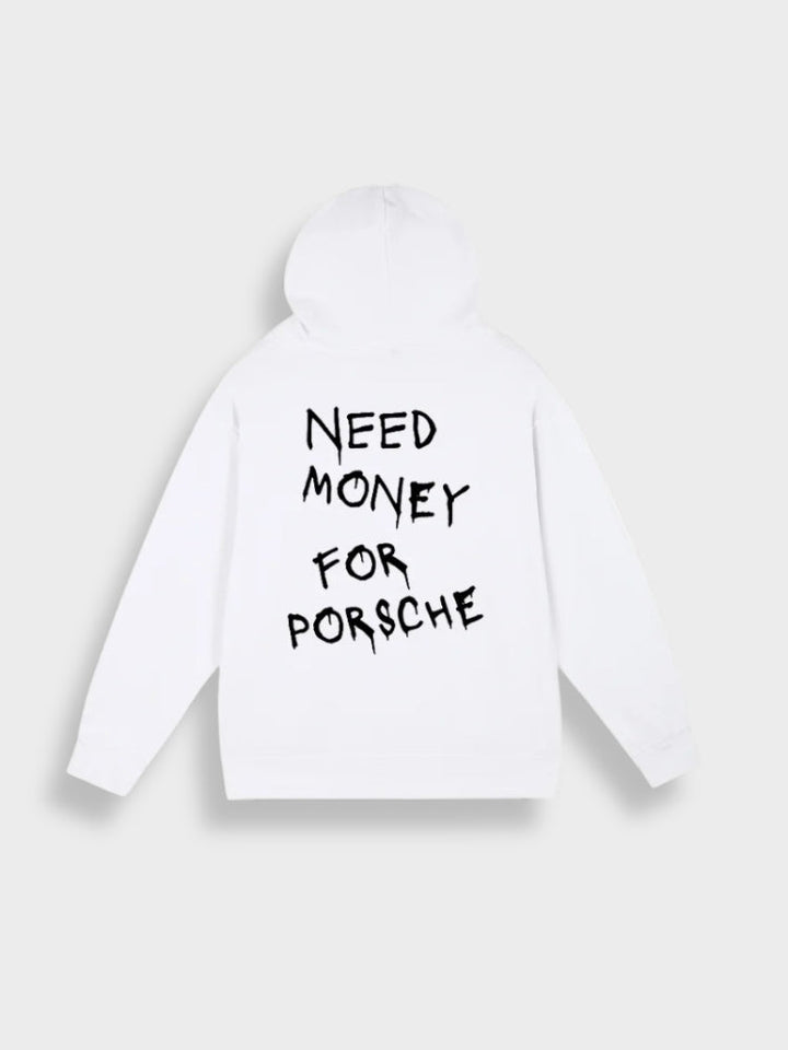 Need Money for Porsche Hoodie in de kleur Wit voor dames in Lounge stijl ideaal voor de herfst.