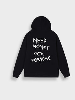 Need Money for Porsche Hoodie in de kleur Zwart voor dames in Lounge stijl ideaal voor de herfst.