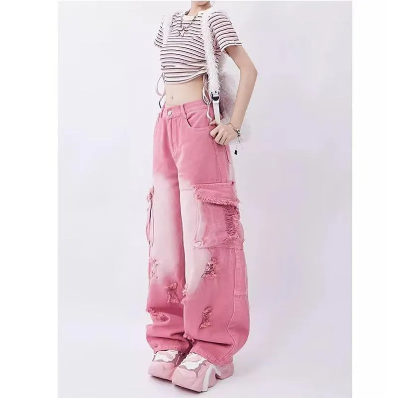 Neriah | Roze gewassen jeans in de kleur Roze voor dames in stijl ideaal voor de zomer.