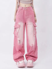 Neriah | Roze gewassen jeans in de kleur Roze voor dames in stijl ideaal voor de zomer.
