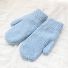 Nessa | Warme & stijlvolle pluche wanten in de kleur Blauw voor dames in Lounge stijl ideaal voor de winter