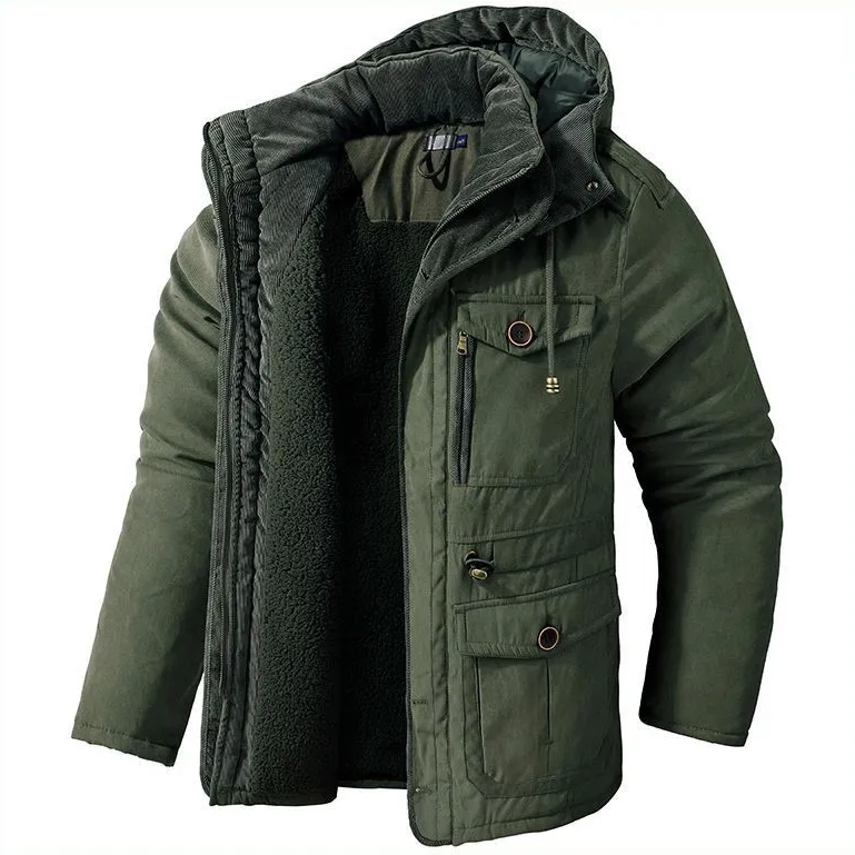 Niek | Stoere heren jas met warme voering in de kleur Khaki voor heren in Lounge stijl ideaal voor de winter