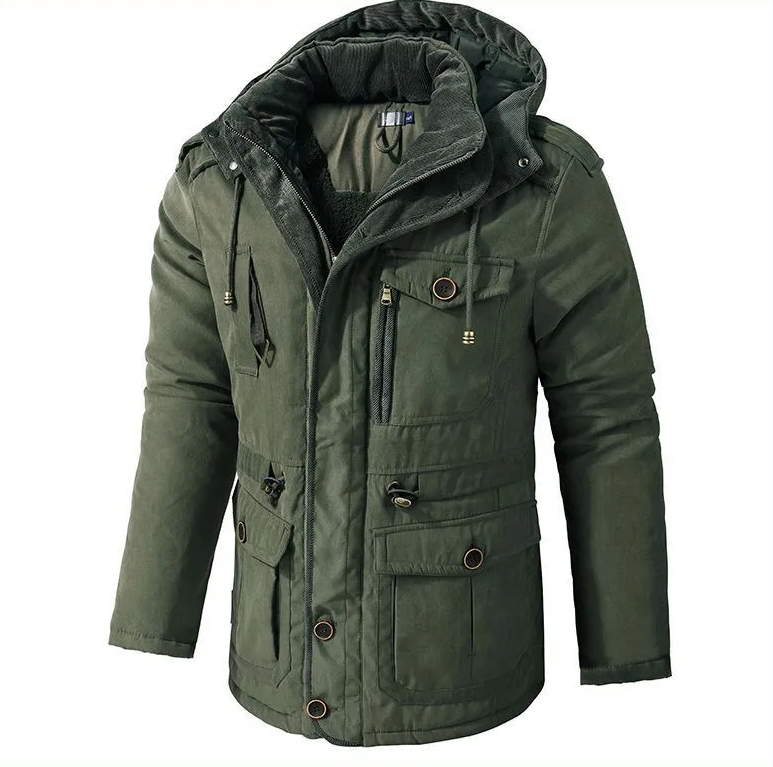 Niek | Stoere heren jas met warme voering in de kleur Khaki voor heren in Lounge stijl ideaal voor de winter