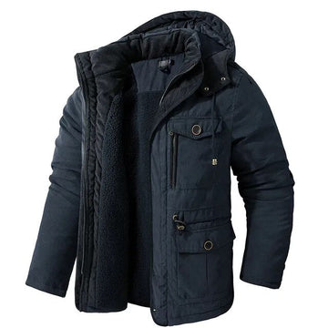 Niek | Stoere heren jas met warme voering in de kleur Marineblauw voor heren in Lounge stijl ideaal voor de winter
