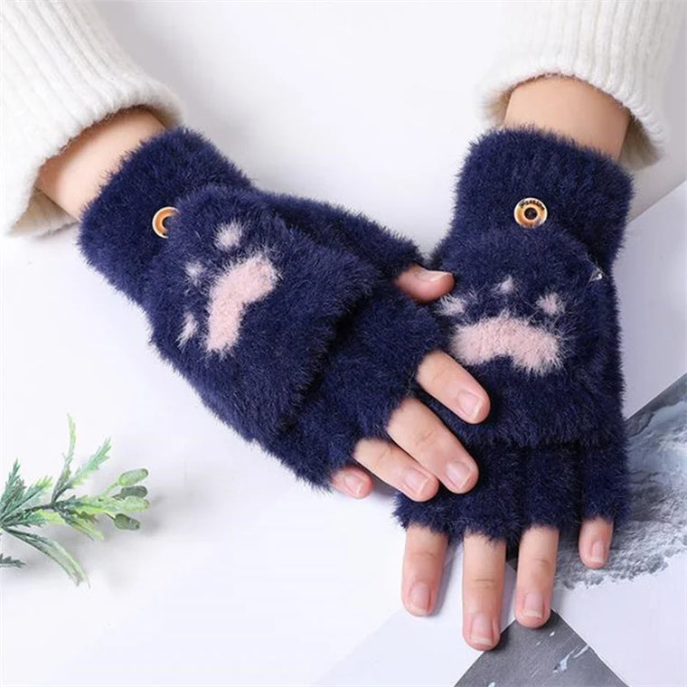 Nina | Schattige & comfortabele minky wanten in de kleur Blauw voor dames in stijl ideaal voor de winter
