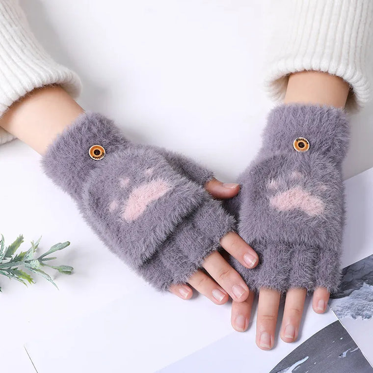 Nina | Schattige & comfortabele minky wanten in de kleur Donkergrijs voor dames in stijl ideaal voor de winter