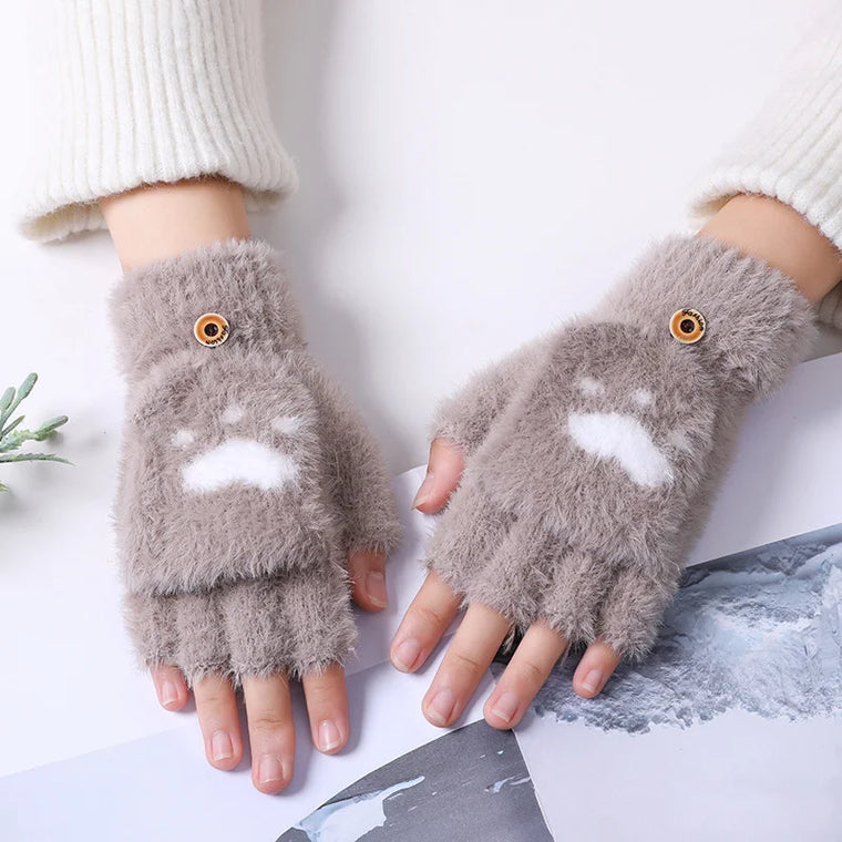 Nina | Schattige & comfortabele minky wanten in de kleur Khaki voor dames in stijl ideaal voor de winter