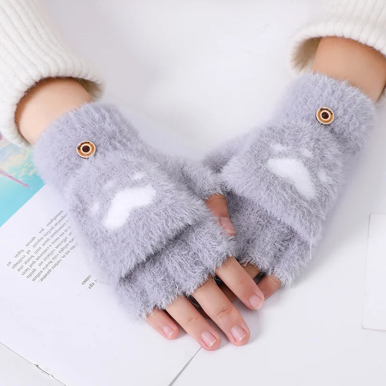 Nina | Schattige & comfortabele minky wanten in de kleur Lichtgrijs voor dames in stijl ideaal voor de winter