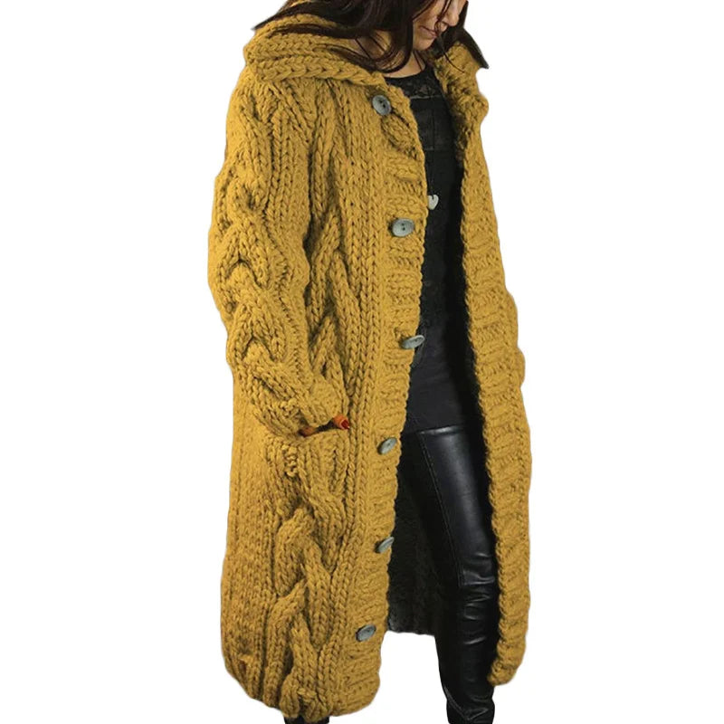 Nina | Stijlvol Dik Gebreid Dames Vest in de kleur Geel voor dames in Smart-casual stijl ideaal voor de herfst.