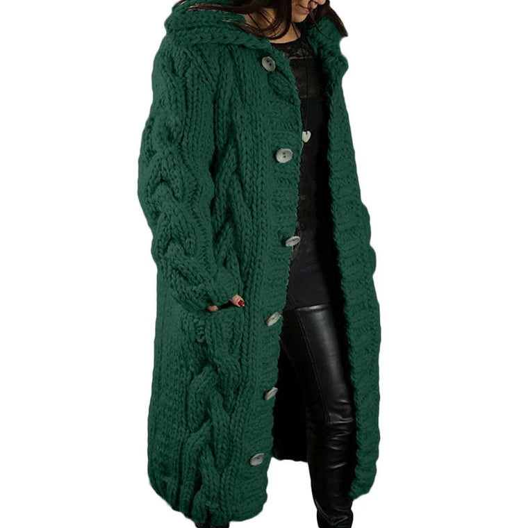 Nina | Stijlvol Dik Gebreid Dames Vest in de kleur Groen voor dames in Smart-casual stijl ideaal voor de herfst.
