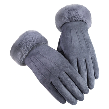 Nina | Stijlvolle fluwelen leren handschoenen in de kleur Grijs voor dames in stijl ideaal voor de winter