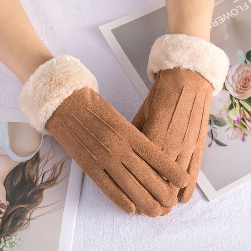 Nina | Stijlvolle fluwelen leren handschoenen in de kleur Koffie voor dames in stijl ideaal voor de winter
