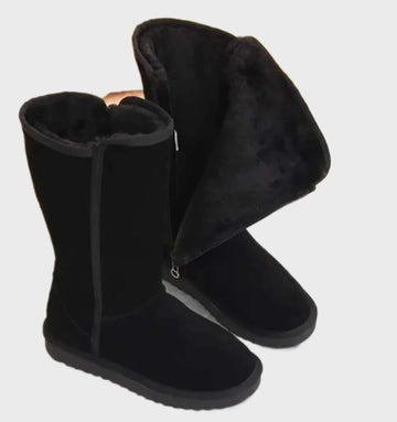 Nina | Warme en waterdichte suède sheepskin laarzen met ritssluiting in de kleur 35 voor dames in Outdoor stijl ideaal voor de herfst.