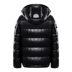 Noa | Glanzende pufferjack in de kleur Zwart voor heren in Outdoor stijl ideaal voor de winter