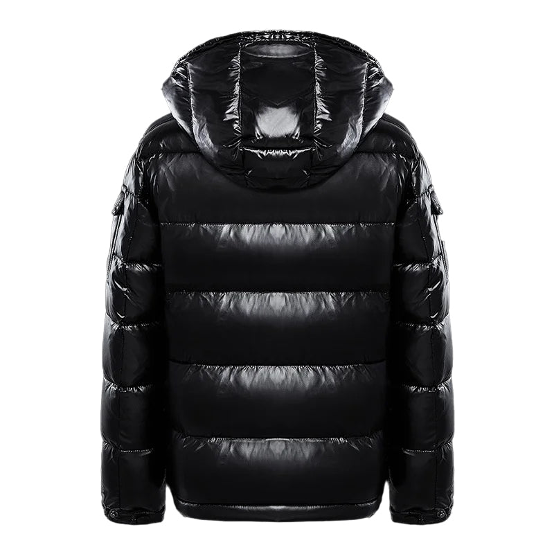 Noa | Glanzende pufferjack in de kleur Zwart voor heren in Outdoor stijl ideaal voor de winter
