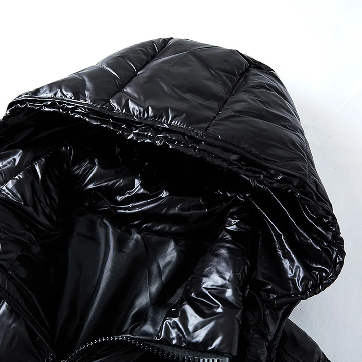Noa | Glanzende pufferjack in de kleur Zwart voor heren in Outdoor stijl ideaal voor de winter