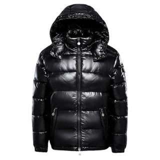 Noa | Glanzende pufferjack in de kleur Zwart voor heren in Outdoor stijl ideaal voor de winter