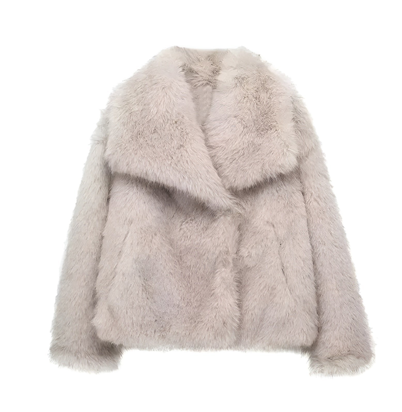 Noa | Knuffelig lichtbeige mantel van bont in de kleur Beige voor dames in stijl ideaal voor de herfst.