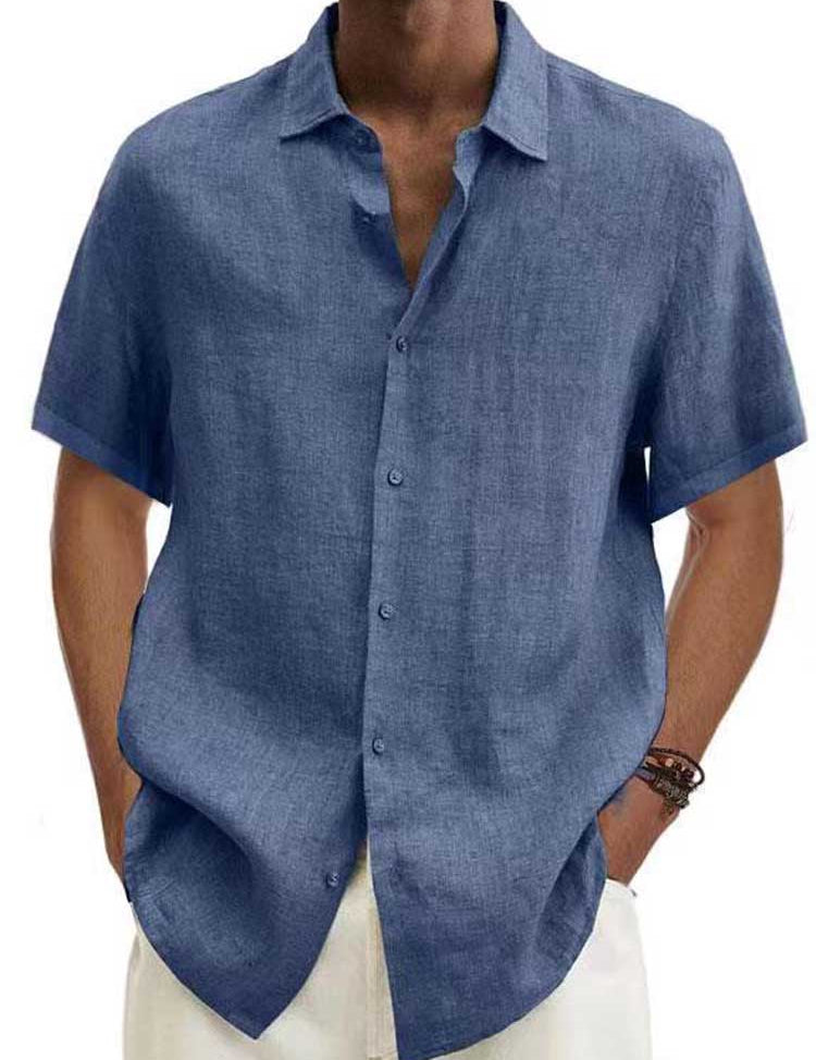 Heren overhemd gemaakt van groen linnen, perfect voor diverse gelegenheden. Biedt een trendy uitstraling, comfort en verkoeling, waardoor het een must-have is voor je garderobe.