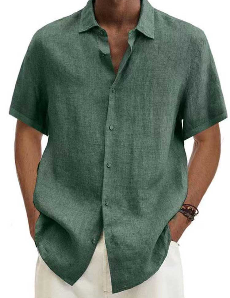 Stijlvol Heren Overhemd van Groen Linnen - Trendy en Comfortabel
