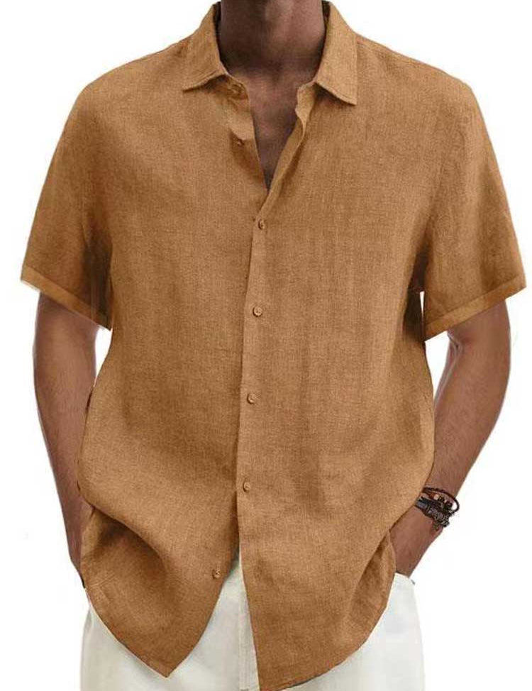 Heren overhemd gemaakt van groen linnen, perfect voor diverse gelegenheden. Biedt een trendy uitstraling, comfort en verkoeling, waardoor het een must-have is voor je garderobe.