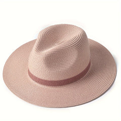 Noa | Modieuze Panama hoed met brede rand in de kleur Roze voor dames in stijl ideaal voor de lente.