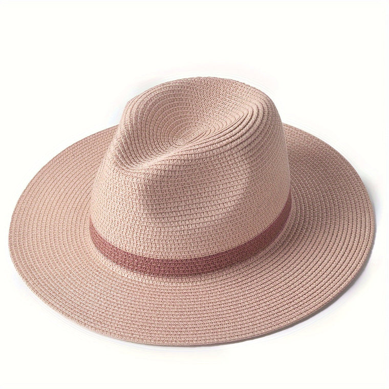 Noa | Modieuze Panama hoed met brede rand in de kleur Roze voor dames in stijl ideaal voor de lente.