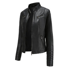 Noa | Stijlvolle leren jas in de kleur Zwart voor dames in stijl ideaal voor de herfst.