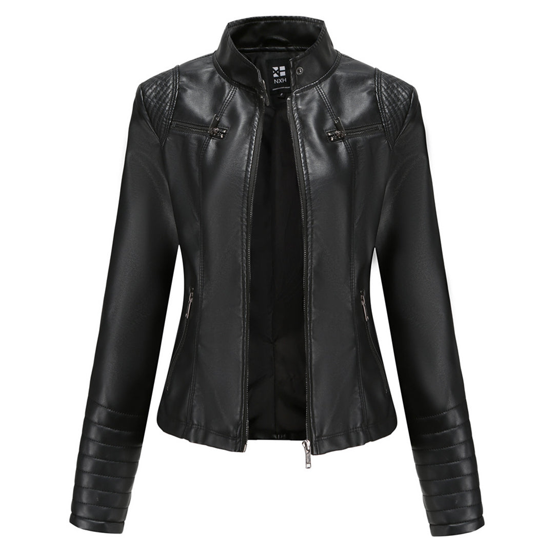 Noa | Stijlvolle leren jas in de kleur Zwart voor dames in stijl ideaal voor de herfst.