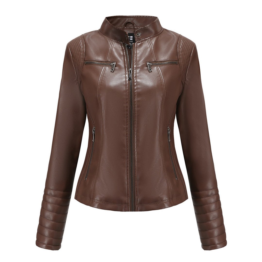 Noa | Stijlvolle leren jas in de kleur Koffie voor dames in stijl ideaal voor de herfst.
