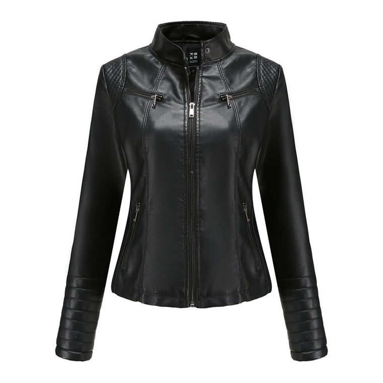 Noa | Stijlvolle leren jas in de kleur Zwart voor dames in stijl ideaal voor de herfst.