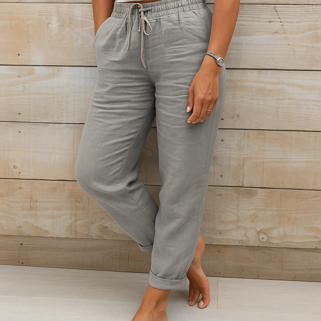 Luxe linnen damesbroek - ideaal voor een trendy en comfortabele look. Gemaakt van hoogwaardige linnen stof met een moderne snit voor tijdloze elegantie.