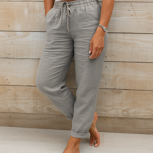 Luxe linnen damesbroek - ideaal voor een trendy en comfortabele look. Gemaakt van hoogwaardige linnen stof met een moderne snit voor tijdloze elegantie.