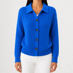 Cardigan met knopen en ribgebreid