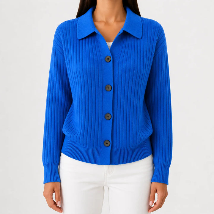 Cardigan met knopen en ribgebreid