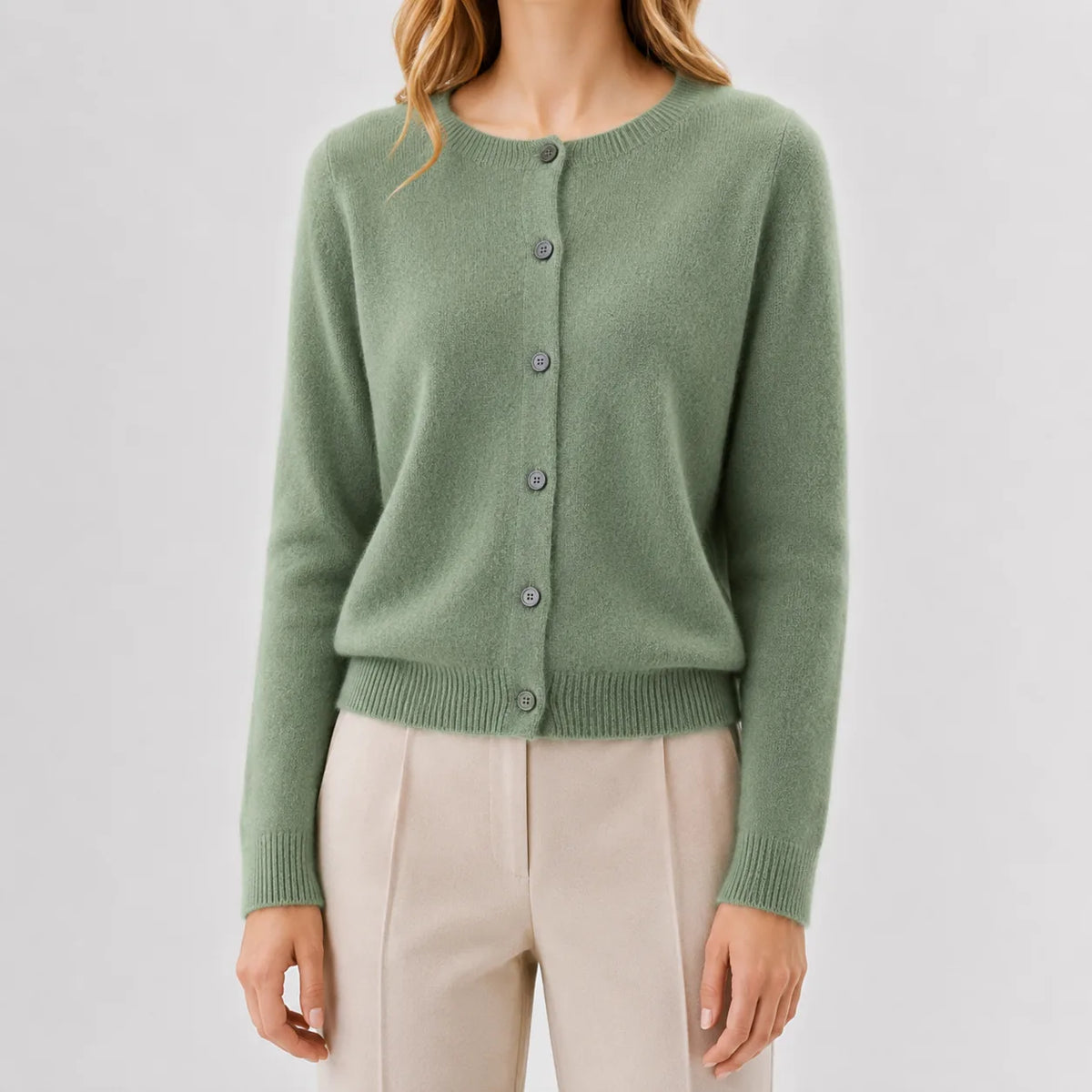 Cardigan met knopen en ribgebreide details