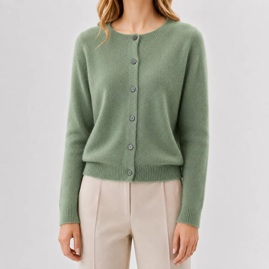 Cardigan met knopen en ribgebreide details