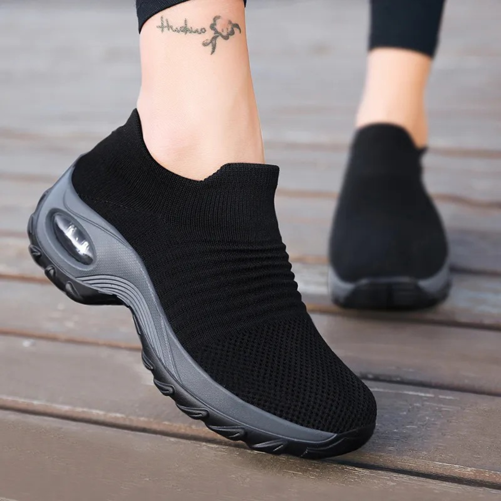 Ondersteunende schoenen met voetboogsteun in de kleur Zwart/Grijs voor dames in stijl geschikt voor alle seizoenen.