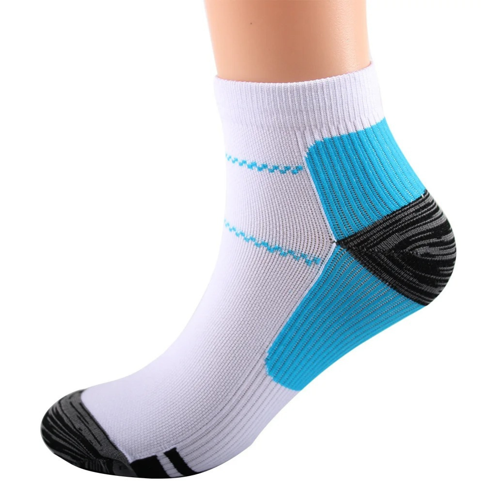 Orthopedische comfortabele compressiesokken in de kleur Wit/Blauw voor dames in stijl geschikt voor alle seizoenen.