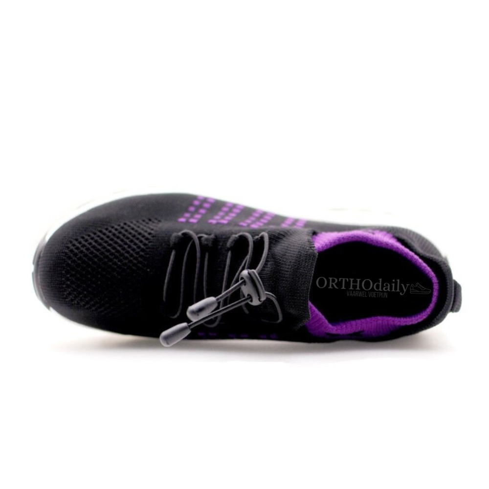 Orthopedische comfortabele schoenen in de kleur Zwart/Paars voor dames in stijl geschikt voor alle seizoenen.