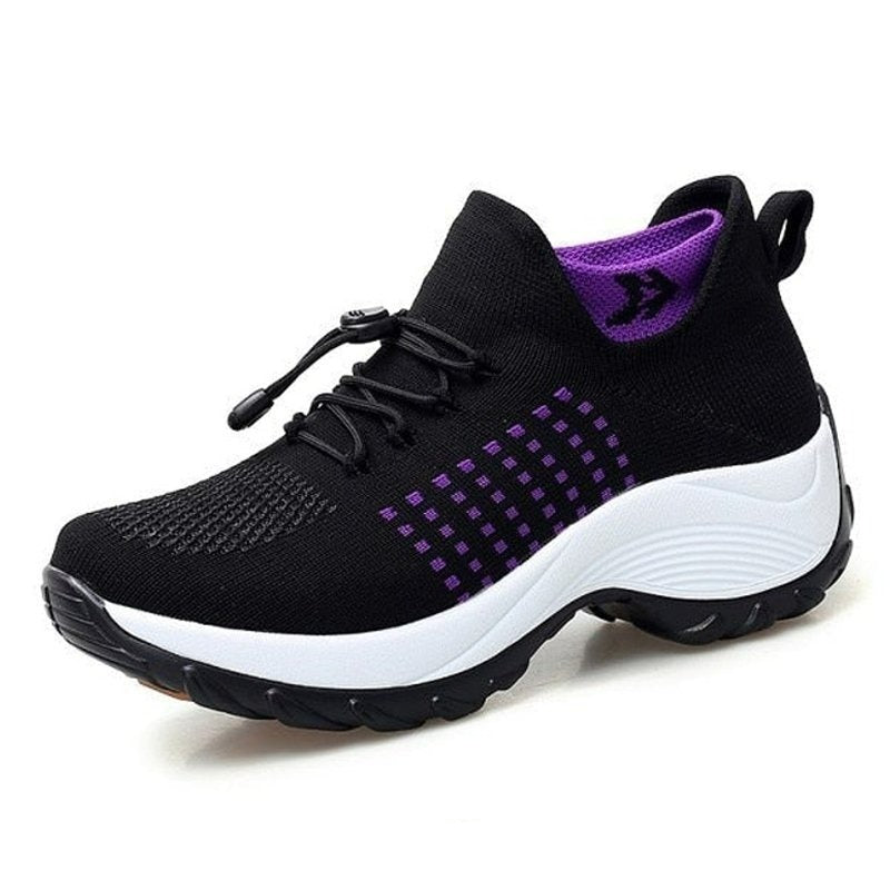 Orthopedische comfortabele schoenen in de kleur Zwart/Paars voor dames in stijl geschikt voor alle seizoenen.