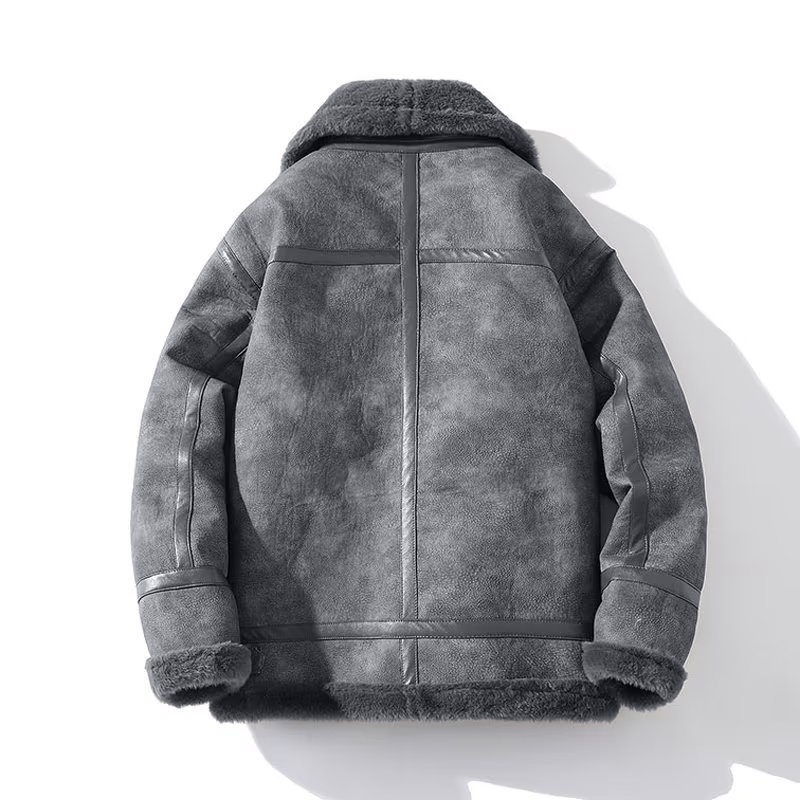 Patrick | Heren sherpa rand bomberjack in de kleur Grijs voor heren in Lounge stijl ideaal voor de winter